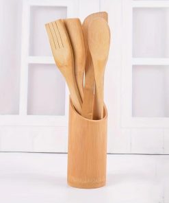 Ensemble Ustensiles de Cuisine en Bambou 5 Pieces Antiadhésif